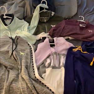 6 pink hoodies